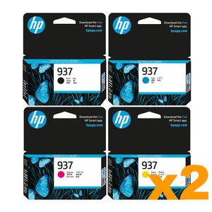 2 Sets Genuine HP 937 B/C/M/Y Ink Cartridges