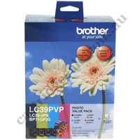Genuine Brother LC39BK/C/M/Y + Photo Paper 4x6 40Pk Value Pack