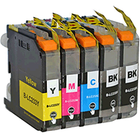 2 Black + 1 of each Colour LC233 Compatible Ink Cartridges Combo