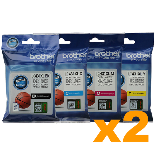 2 Sets Genuine Brother LC431XL Ink Cartridges BCMY