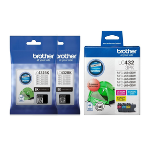 2 x Genuine Brother LC432 Black + 1 x LC432 C/M/Y Ink Cartridges