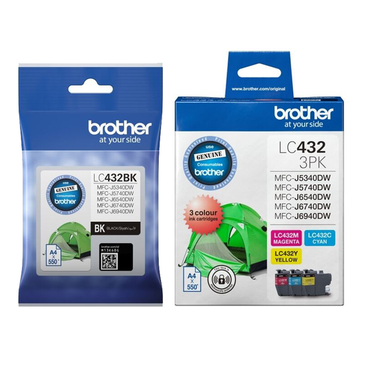 A Set Genuine Brother LC432BK/C/M/Y Ink Cartridges