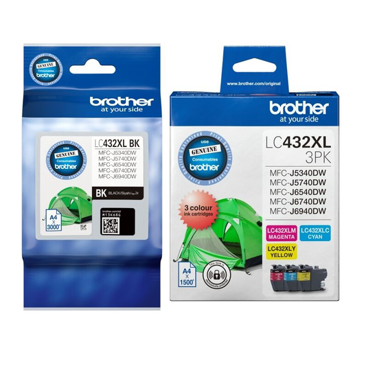 A Set Genuine Brother LC432XL BK/C/M/Y Ink Cartridges