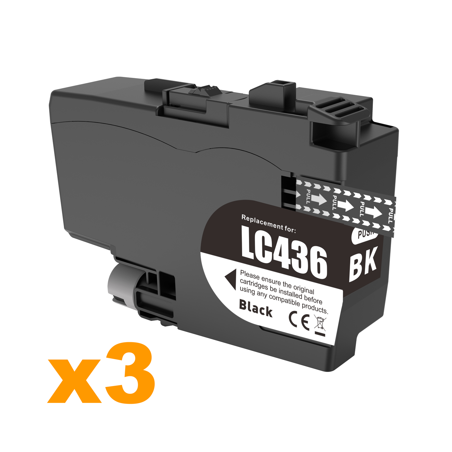 3 x Compatible Brother LC436BK Black Ink Cartridge