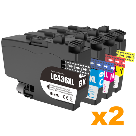 2 Sets Compatible Brother LC436XL BK/C/M/Y Ink Cartridges