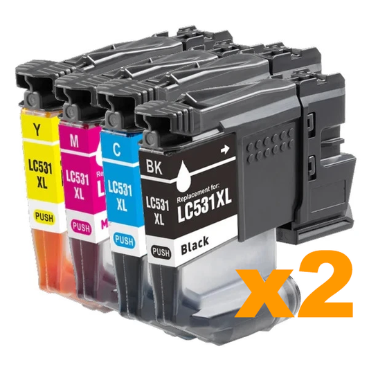 2 Sets Compatible Brother LC531XL Ink Cartridges BCMY
