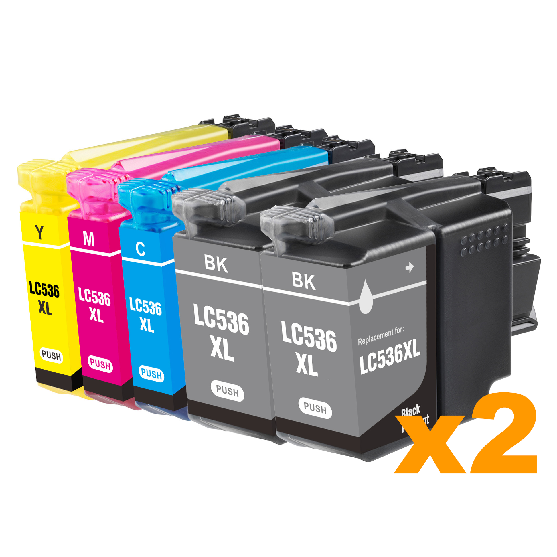 4 Black + 2 x CMY Compatible Brother LC536XL Ink Cartridges