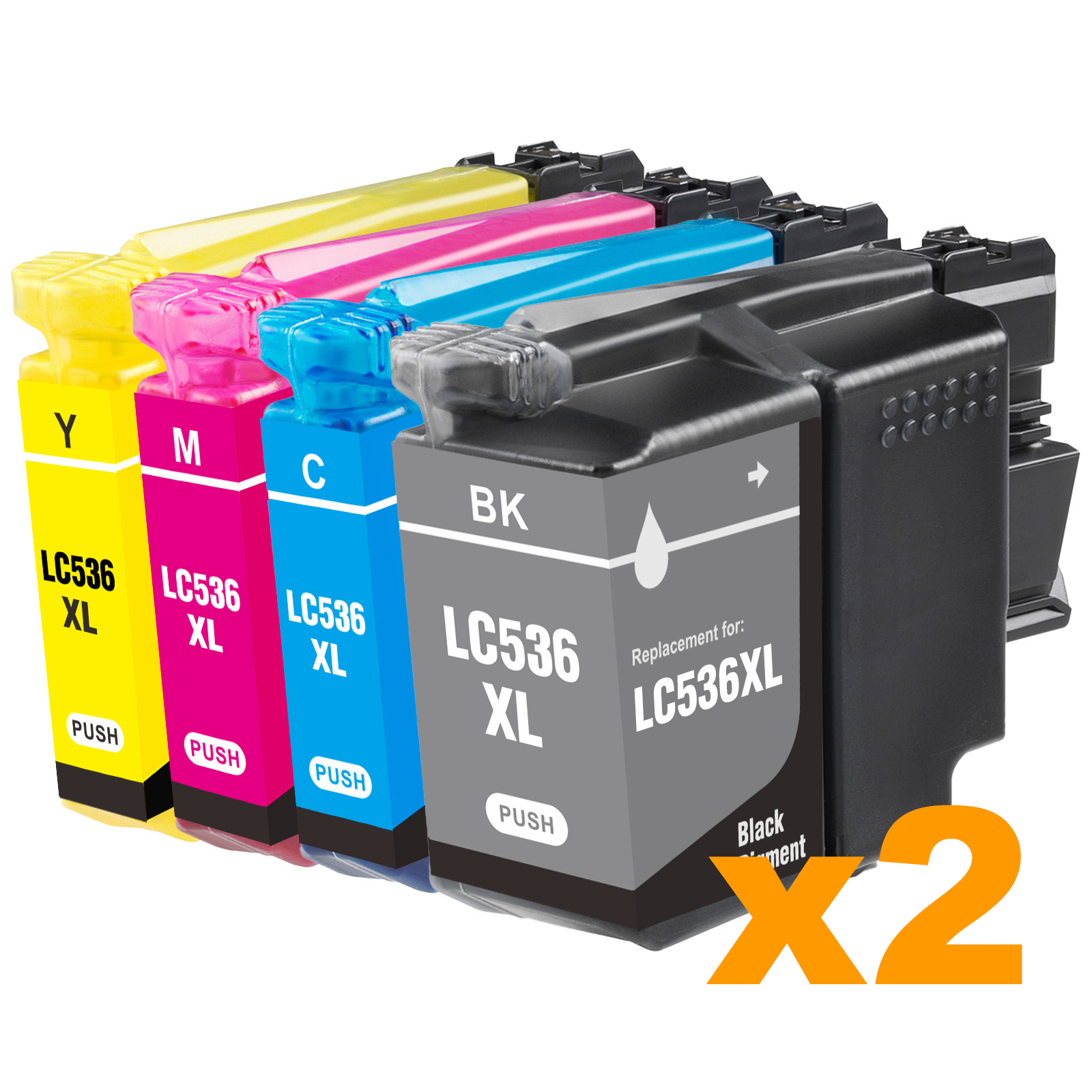 2 Sets Compatible Brother LC536XL Ink Cartridges BCMY