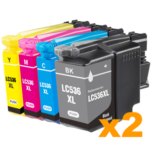 2 Sets Compatible Brother LC536XL Ink Cartridges BCMY