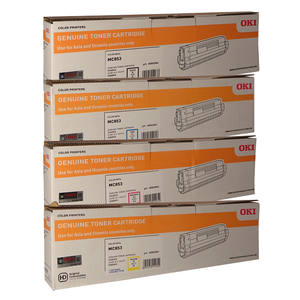 A Set Genuine Oki 45862841 - 45862844 BK/C/M/Y Toner Cartridges