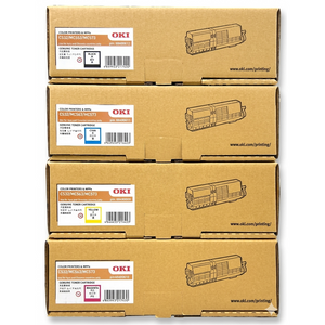 A Set Genuine OKI 46490612 - 09 Toner Cartridges BCMY