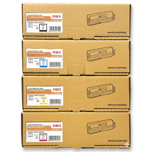 A Set Genuine OKI 46490612 - 09 Toner Cartridges BCMY