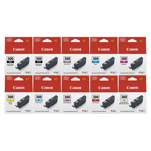 A Set of 10 Genuine Canon PFI300 Ink Cartridges