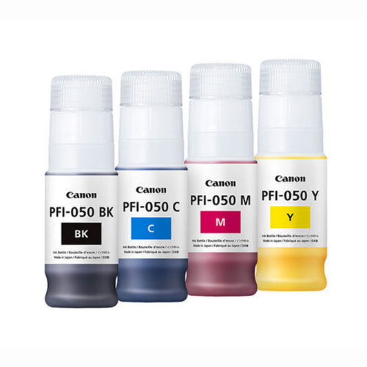 A Set Genuine Canon PFI-050 BK C M Y Ink Bottles
