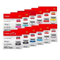 A Set of 12 Genuine Canon PFI1000 Ink Cartridges