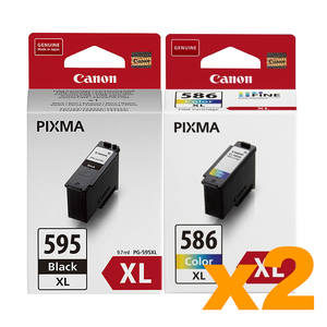 2 x Genuine Canon PG595XL CL586XL High Yield Ink Combo Pack