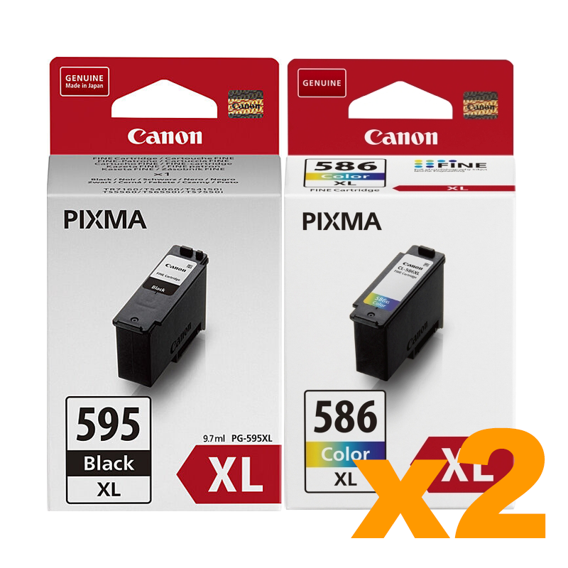 2 x Genuine Canon PG595XL + 1 x Canon CL586XL High Yield Triple Pack