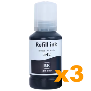 3 x Compatible Epson T542 EcoTank Black Ink Bottles