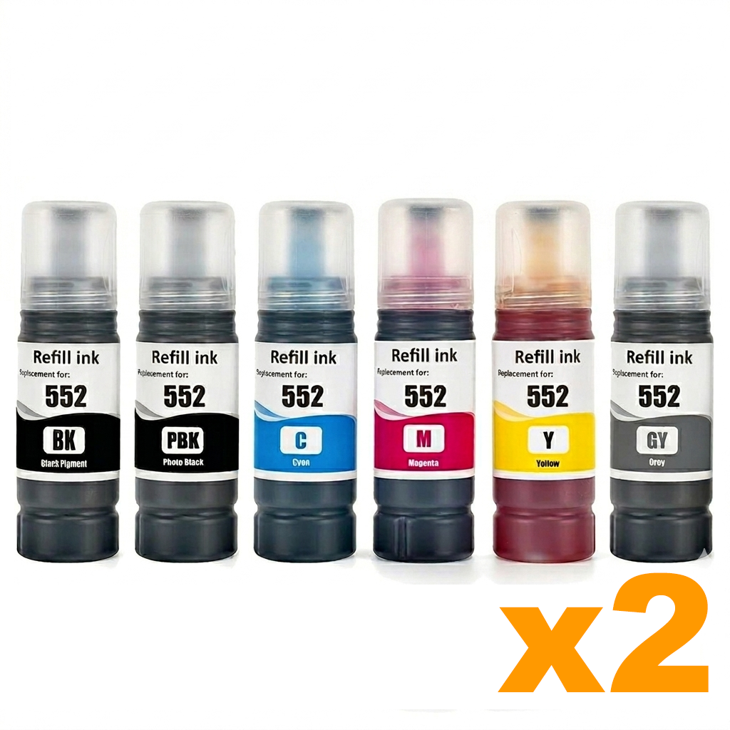2 Sets Compatible Epson T552 Ink Bottle BK PB C M Y GY
