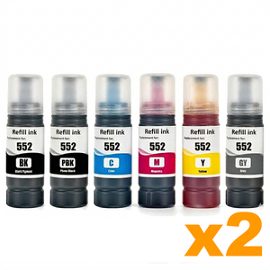 2 Sets Compatible Epson T552 Ink Bottle BK PB C M Y GY