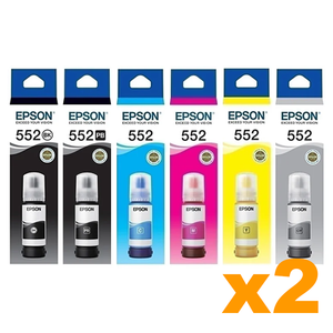 2 Sets Genuine Epson T552 Ink Bottle  BK/PB/C/M/Y/GY
