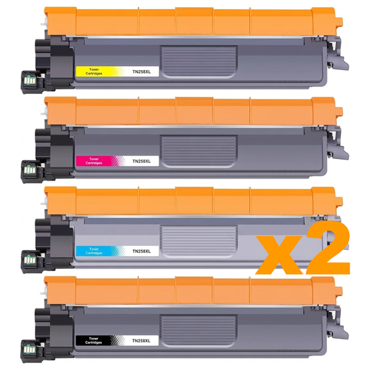 2 Sets Compatible Brother TN258XL High Yield Toner Cartridges