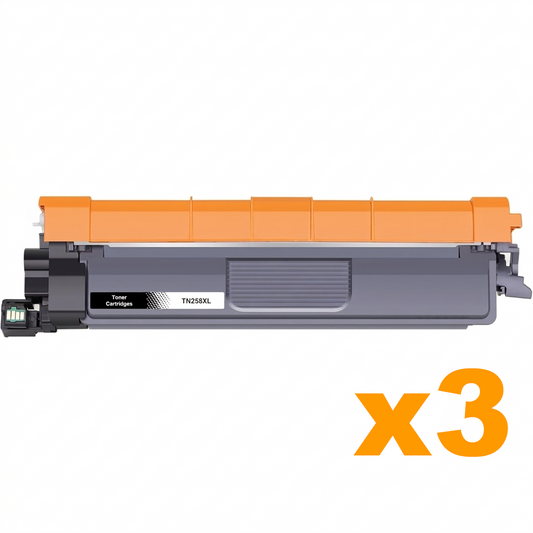 3 x Compatible Brother TN258XLBK High Yield Black Toner Cartridge