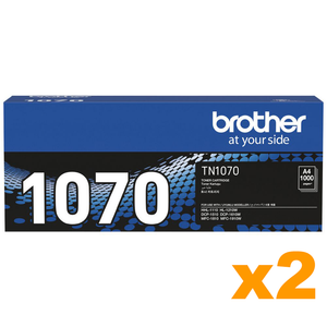 2 x Genuine Brother TN1070 Black Toner Cartridge