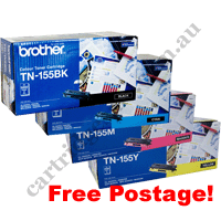 A Set Genuine Brother TN155 High Yield Cartridges B/C/M/Y