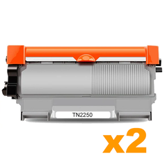 2 x Compatible Brother TN2250 Black Toner Cartridge