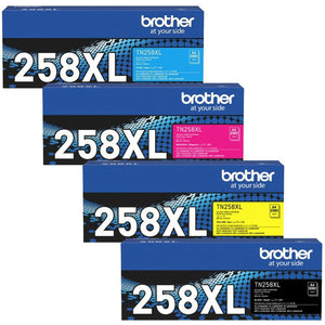 A Set Genuine Brother TN258XL High Yield Toner Cartridges