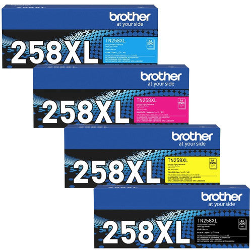 A Set Genuine Brother TN258XL High Yield Toner Cartridges