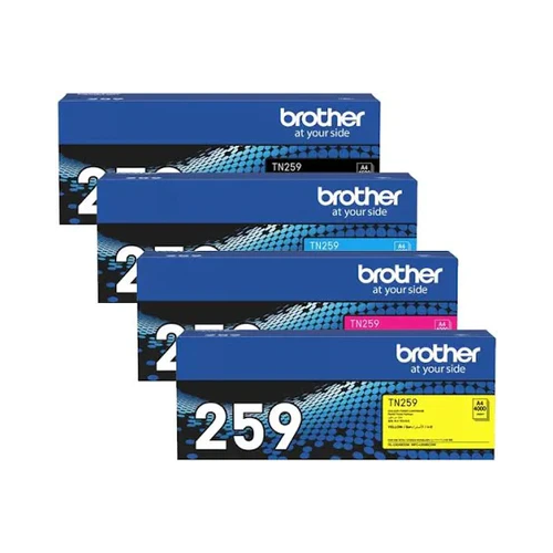 A Set Genuine Brother TN259 High Yield Toner Cartridges B/C/M/Y