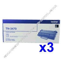 3 x Genuine Brother TN3470 Super High Yield Black Toner Cartridg