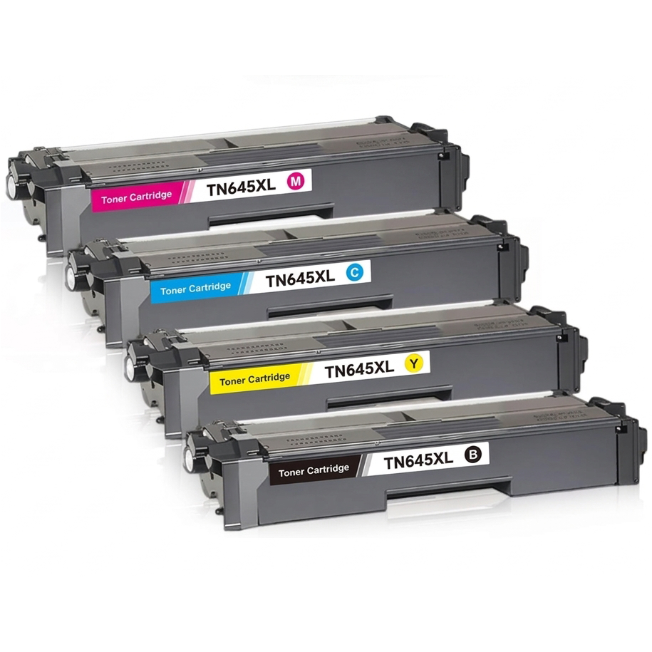 A Set Compatible Brother TN645XL High Yield Toner Cartridges BCMY