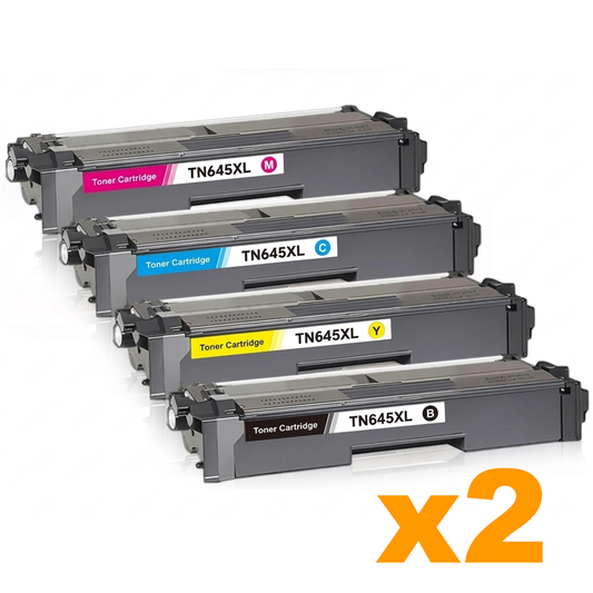 2 Sets Compatible Brother TN645XL High Yield Toner Cartridges BCMY