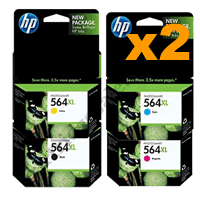 2 Sets Genuine HP 564XL B/C/M/Y Ink Cartridges