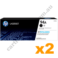 2 x Genuine HP CF294A 94A Black Toner Cartridge