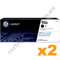 2 x Genuine HP CF294X 94X Black Toner Cartridge