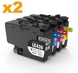 2 Sets Compatible Brother LC436 BK/C/M/Y Ink Cartridges