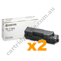 2 x Geunine Kyocera TK1164 Black Toner Cartridge