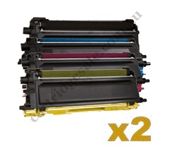 2 Sets Compatible Brother TN258XL High Yield Toner Cartridges B/