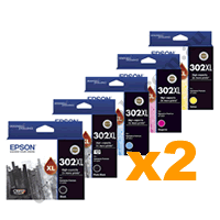 2 Sets Genuine Epson 302XL High Yield Ink Cartridges BK/PBK/C/M/