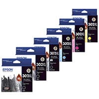 2 x Genuine Epson 302XL Black + 1 x 302XL PB/C/M/Y Ink Cartridge