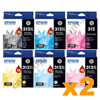 2 Sets Genuine Epson 312XL B/C/M/Y/LC/LM High Yield Ink Cartridg