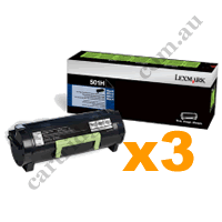 3 x Genuine Lexmark 50F3H00 HY Black Toner Cartridge