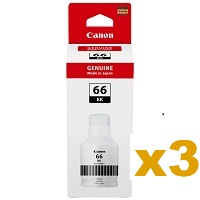 3 x Genuine Canon GI66BK Black Ink Bottle