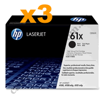 3 x Genuine HP 61X (C8061X) Black Toner Cartridge