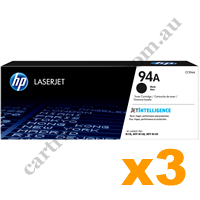 3 x Genuine HP CF294A 94A Black Toner Cartridge