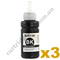 3 x Compatible Canon GI66BK Black Ink Bottle